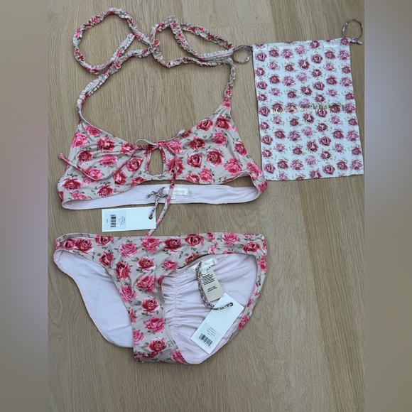 LoveShackFancy Other - LoveShackFancy Pink Floral Bikini Bottoms